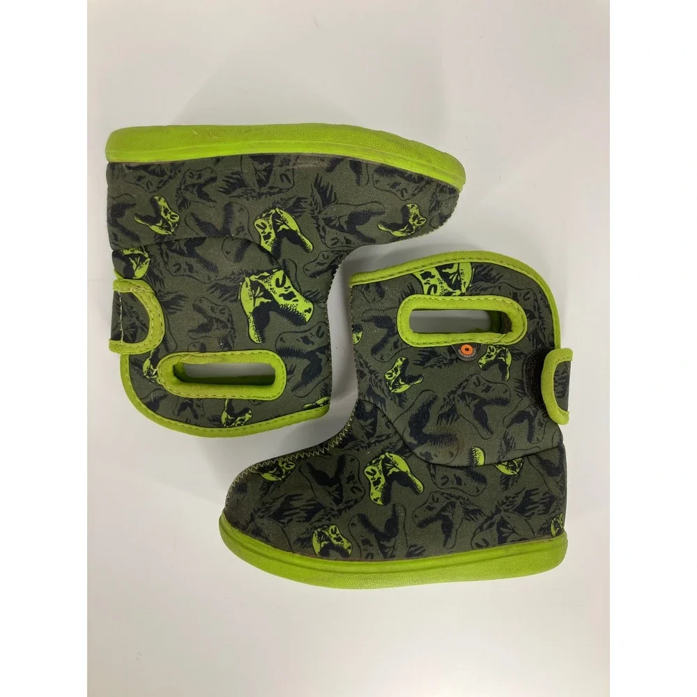 Bogs Baby Bogs Dino Boots Infants 8 Green Good Waterproof Faux Fur Dinosaur